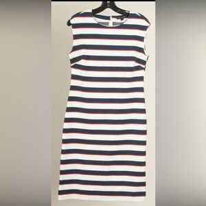 Banana Republic Dress Women’s 8 Red White Blue Striped A Line Stretch Sleeveless
